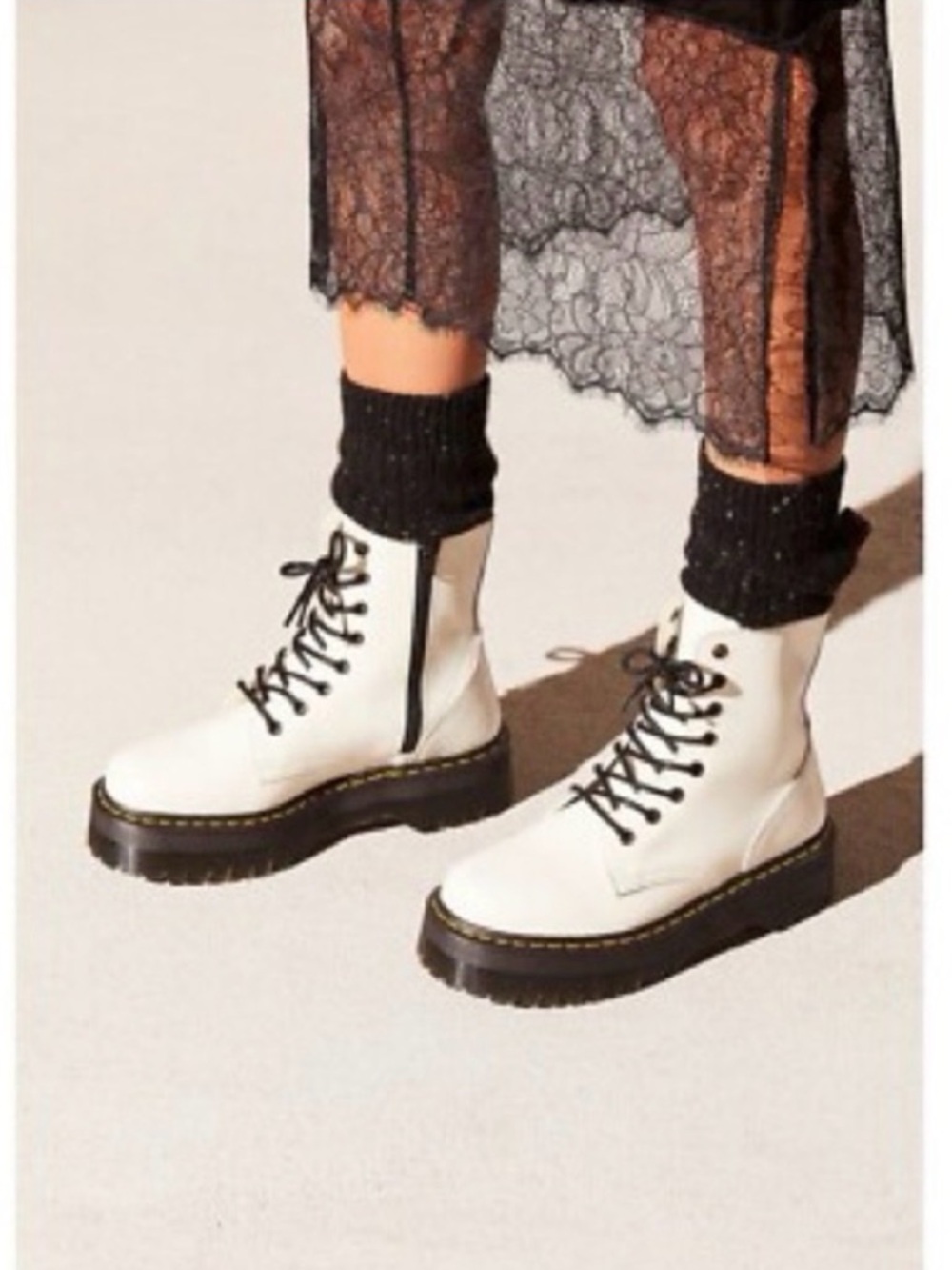 Dr. Doc Martens Jadon Platform Leather Zip Combat Boots Goth Grunge Festival - Picture 2 of 14